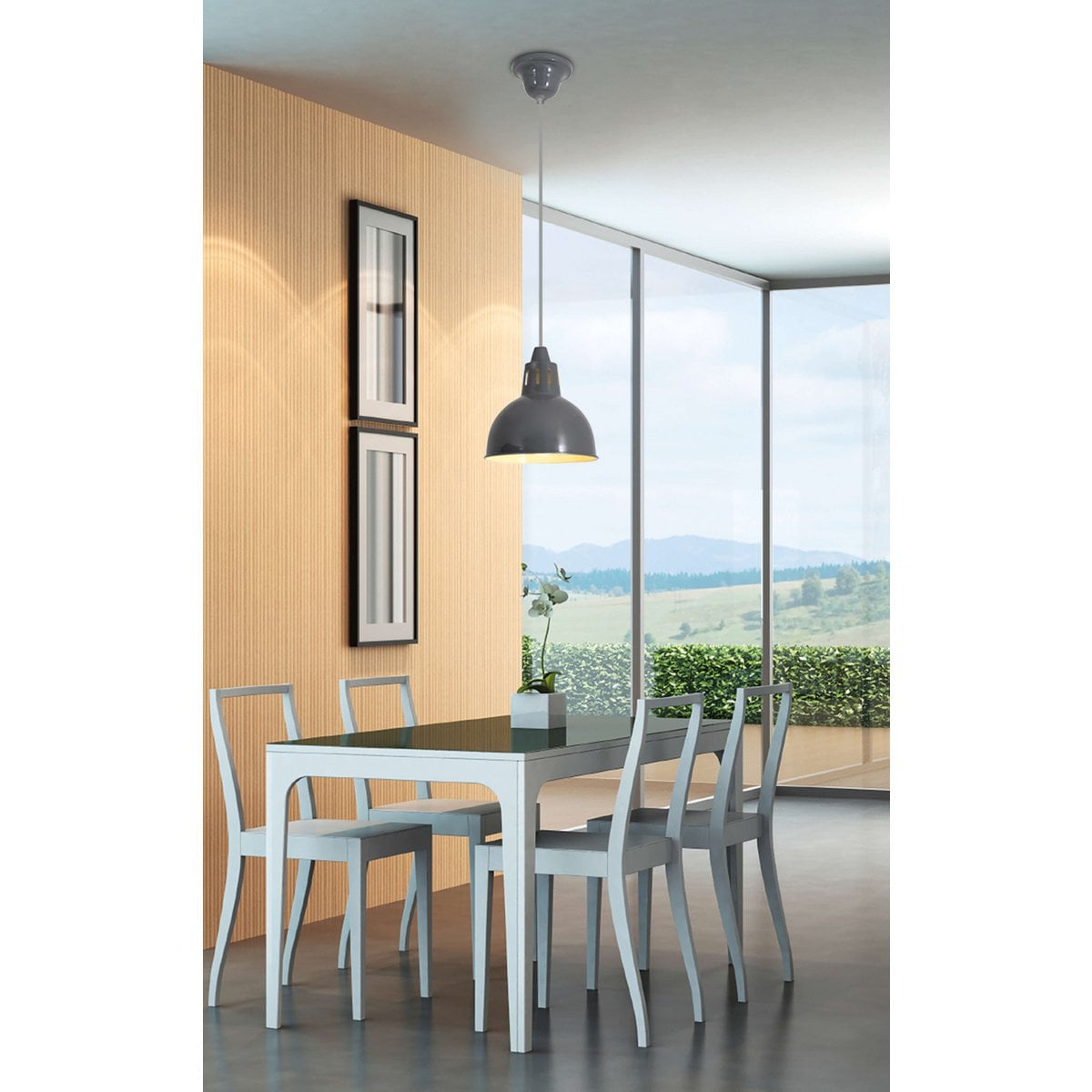 Metalen hanglamp "Desira", retro -klassieker, gemaakt van metaal in grijs, E27