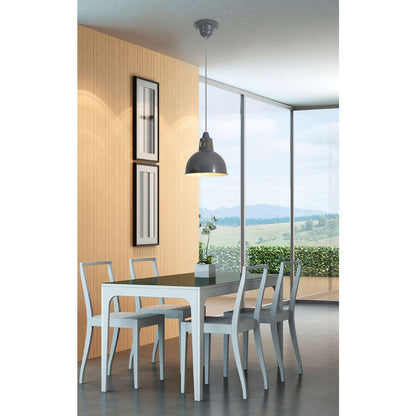 Metalen hanglamp "Desira", retro -klassieker, gemaakt van metaal in grijs, E27