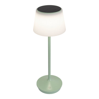 Zonne -batterijlamp "EMMI" 38 cm hoog, paraplu Ø 13 cm, metaal in mint en wit plastic, voor de buitenruimte, dimable CCT.