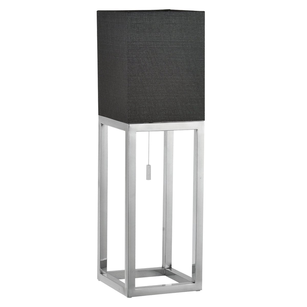 Tafellamp "Alfa", moderne metalen tafellamp en textiel in chroom/donkergrijs met E27 -aansluiting, 65 cm hoog, chique lamp voor gang, woonkamer en kantoor