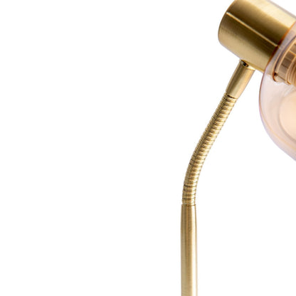 Tafellamp "Libby", klassieke tafellamp gemaakt van messing gekleurd metaal en getinte glas in Amber, met E14-aansluiting, voor eetkamer, woonkamer, gang of kantoor, 34 cm hoog