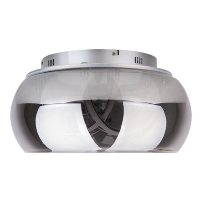 LED -plafondlicht "Malou" Ø 45 cm, 23,5 cm hoog, gemaakt van metaal, rookglas, geïntegreerde LED's, warm wit