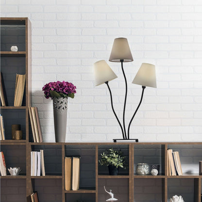 Textiellamp 3-flame "boho" ", tafellamp in beige/bruin, met E14-aansluiting, voor eetkamer, woonkamer, gang of kantoor, 67 cm hoog