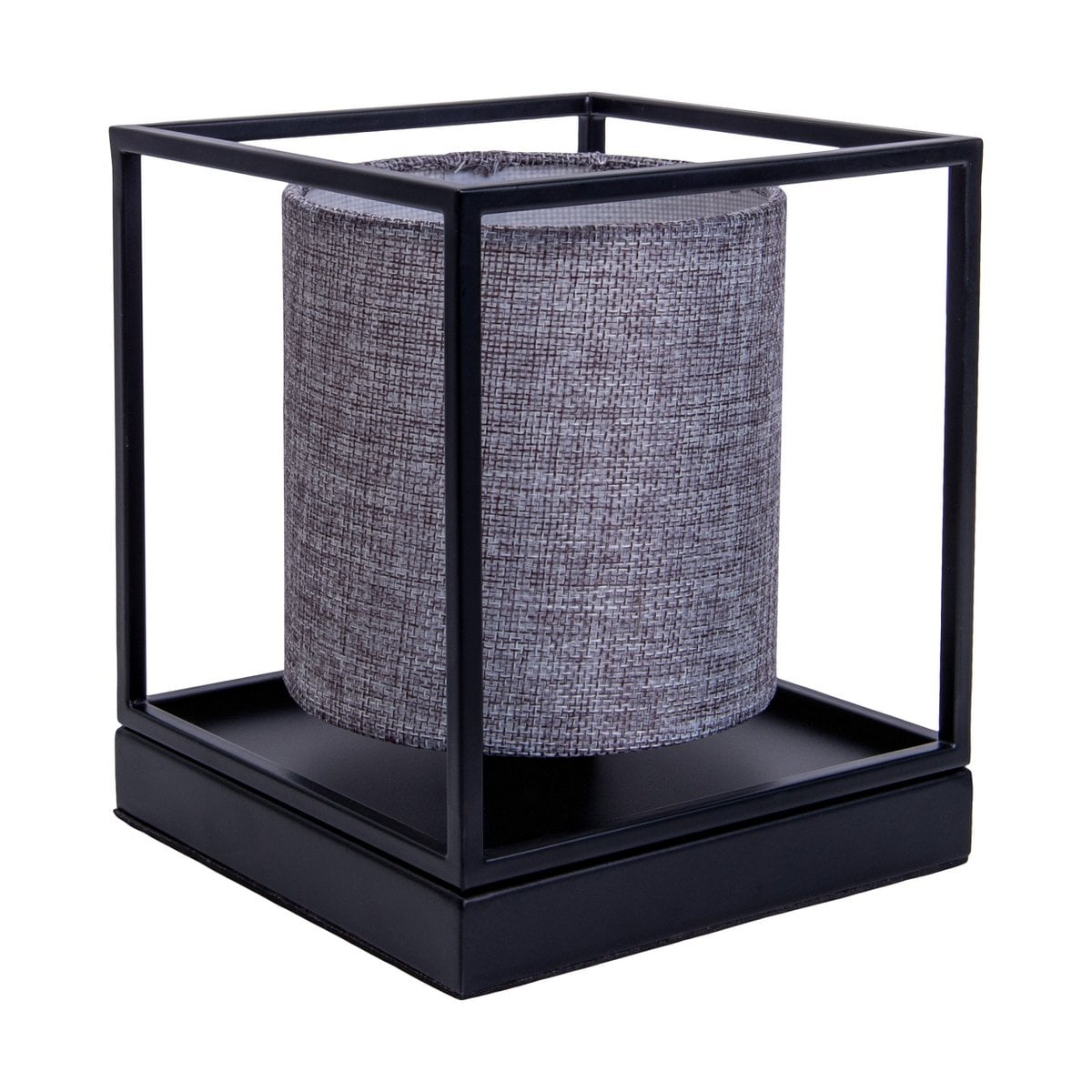 Tafellicht "Beta" grijs gemaakt van metaal met stofscherm in grijs, met E14 -aansluiting, lamp voor woonkamer, eetkamer, gang en kantoor, 15 x 15 x 17 cm