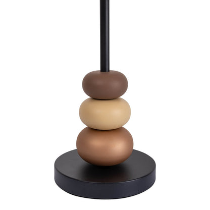 Tafellamp "Elina", ca. 50 cm hoog, gemaakt van metaal in zwart/bruin, tekstbladen in wit, E27