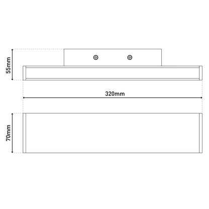 LED -wandlamp "Dubai", moderne wandlamp gemaakt van aluminium en plastic, stevig gebouwd -in LED's, 32 cm lang of hoog. Ideaal voor de verlichting van ingangen, gangen, voor het structureren van grote wandoppervlakken