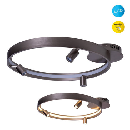 LED -plafondlamp "Tristan", moderne metalen plafondlamp en plastic in stalen blanco, de LED's zijn stevig geïnstalleerd. Met ongeveer 58 cm Øthie ideale verlichting voor woonkamer, eetkamer of keuken.