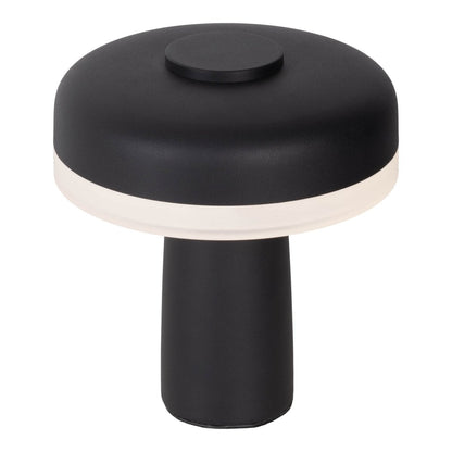 Draadloos tabletlicht "pilu", 16,5 cm hoog, boven Ø van 15 cm, metaal in zwart, wit plastic, geïntegreerde LED's, 280 lumen, dimbaar door aanraaksensor, warm wit wit