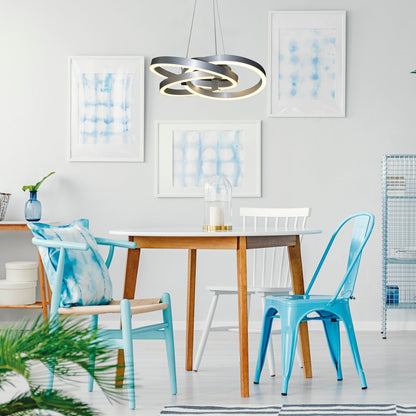 Smart Home LED hanglamp "Divora" Ø 58 cm, plafondlamp gemaakt van metaal, aluminium geborsteld en wit plastic, met veel functies, stevig gebouwd -in LED's, verlichting voor woonkamer, eetkamer kantoor of gang