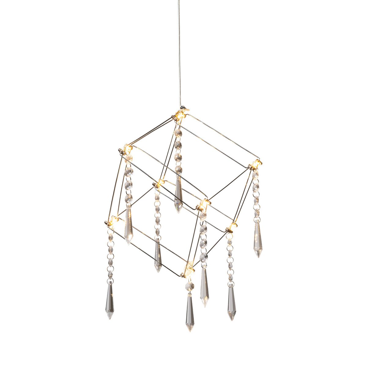 LED -hanglamp "Araneus" metaal en plastic in chroom, met stevig gebouwd -in LED's, dobbelstenen op de zijlengte ongeveer 15 cm, verlichting voor woonkamer, eetkamer of kantoor