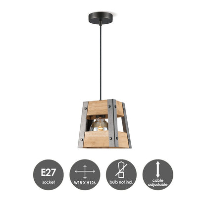 Home Sweet Home Hanglamp Barn - hout - 18x18x126cm