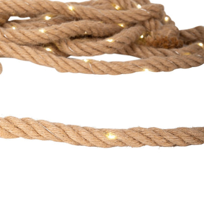 Zonne -lichte keten "Canamo" van henneptouw in ´natur, 8 m lang, plus 2 m toevoerlijn, warm wit, voor de buitenruimte