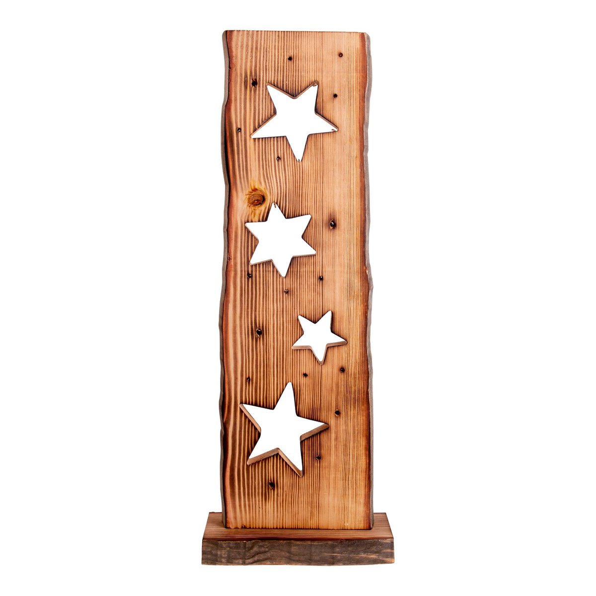 LED Wood-Decolum Moon/Stars 60 cm High Christmas Decorations Made of Wood met stevig ingebouwde LED's