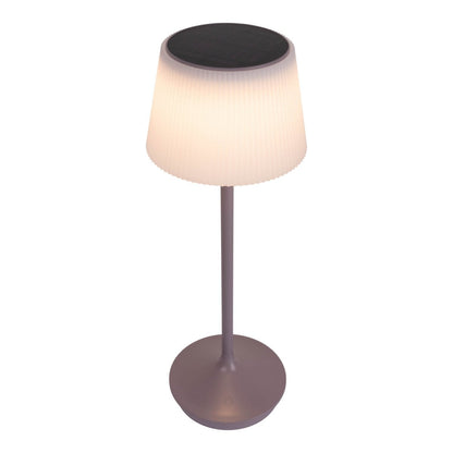 Zonne -batterijlamp "EMMI" 38 cm hoog, paraplu Ø 13 cm, metaal in bramen en wit plastic, voor de buitenruimte, dimable CCT.