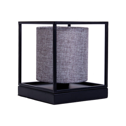 Tafellicht "Beta" grijs gemaakt van metaal met stofscherm in grijs, met E14 -aansluiting, lamp voor woonkamer, eetkamer, gang en kantoor, 15 x 15 x 17 cm