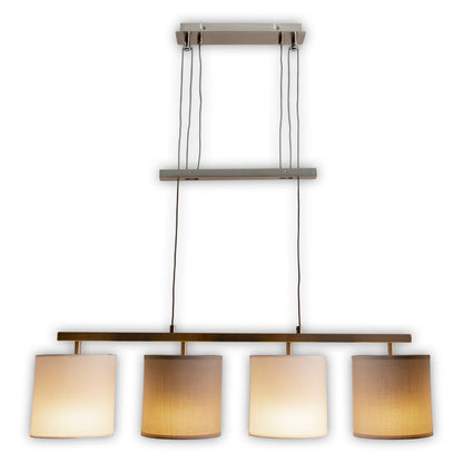 4 hanglamp "tilde", klassieke metalen slinger lamp en textiel in grijs en wit, met E27 -frame, hoogte verstelbaar, 86 cm lang, ideaal als eetlamp