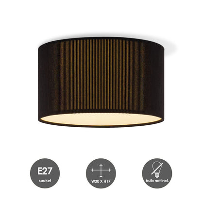 Home Sweet Home Cylindrische Corduroy Plafondlamp - Black - ø30 x 17cm