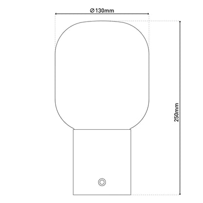 Draadloos tafellicht "Albero" decoratief tafellicht gemaakt van chroomkleurig metaal en glas met stevig geïnstalleerde LED's, dimbaar met aanraaksensor, 25 cm hoog