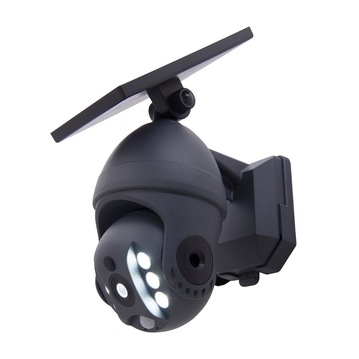 LED -zonne -buitenwandlamp "Moho" met bewegingsdetector en beveiligingscamera -vouw, wandlicht gemaakt van plastic in grijs, met geïntegreerde LED