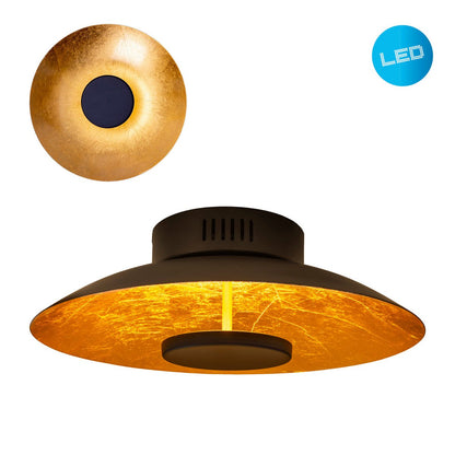 LED -plafondlamp "Firenze" metalen plafondlamp in het zwart en goud, stevig geïnstalleerd, verlichting voor woonkamer, kantoor of de toegangsstang 40 cm diameter