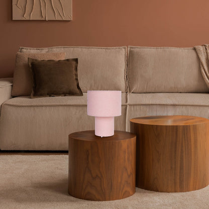 Tabellamp "Fluffy" met tekstbladen en voet in roze, E27, ca. 31 cm hoog