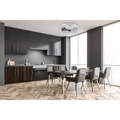 3-geleide plafondlicht "Eppan" Ø 56 cm, gemaakt van metaal, plastic en textiel in grijs, geïntegreerde LED's, verlichting voor woonkamer, kantoor of toegangsruimte