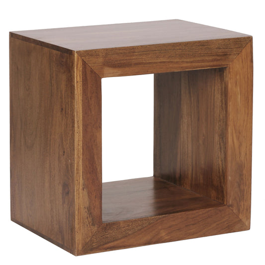 staande rekken massief hout Sheesham 44cm high cube plank Ontwerp houten plank natuurlijk product tafel landelijke stijl