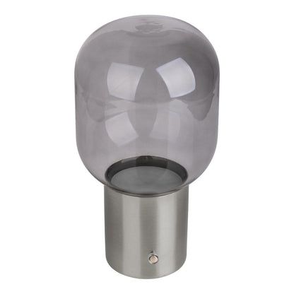 Draadloos tafellicht "Albero" decoratief tafellicht gemaakt van chroomkleurig metaal en glas met stevig geïnstalleerde LED's, dimbaar met aanraaksensor, 25 cm hoog