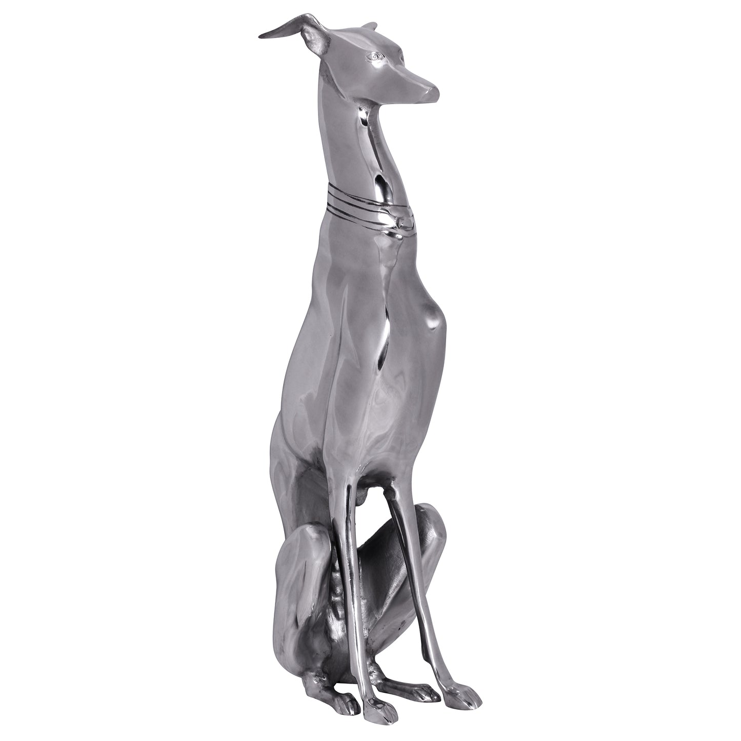 decoratie ontwerp hond gemaakt van aluminium zilver windhond sculptuur hond standbeeld