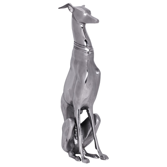 decoratie ontwerp hond gemaakt van aluminium zilver windhond sculptuur hond standbeeld