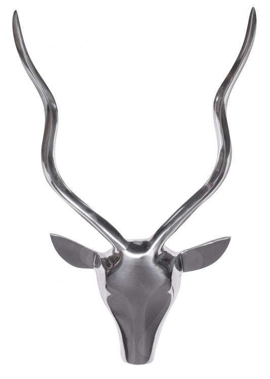 wanddecoratie Deer S 33 cm aluminium zilver