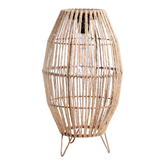 LED Solar Lamp "Korbinian" voor tuin en terras, buitenkaas gemaakt van metaal, plastic en jute in de natuur, stevig gebouwd -in LED's, zonnelamp voor de tuin 34 x 19,58 cm