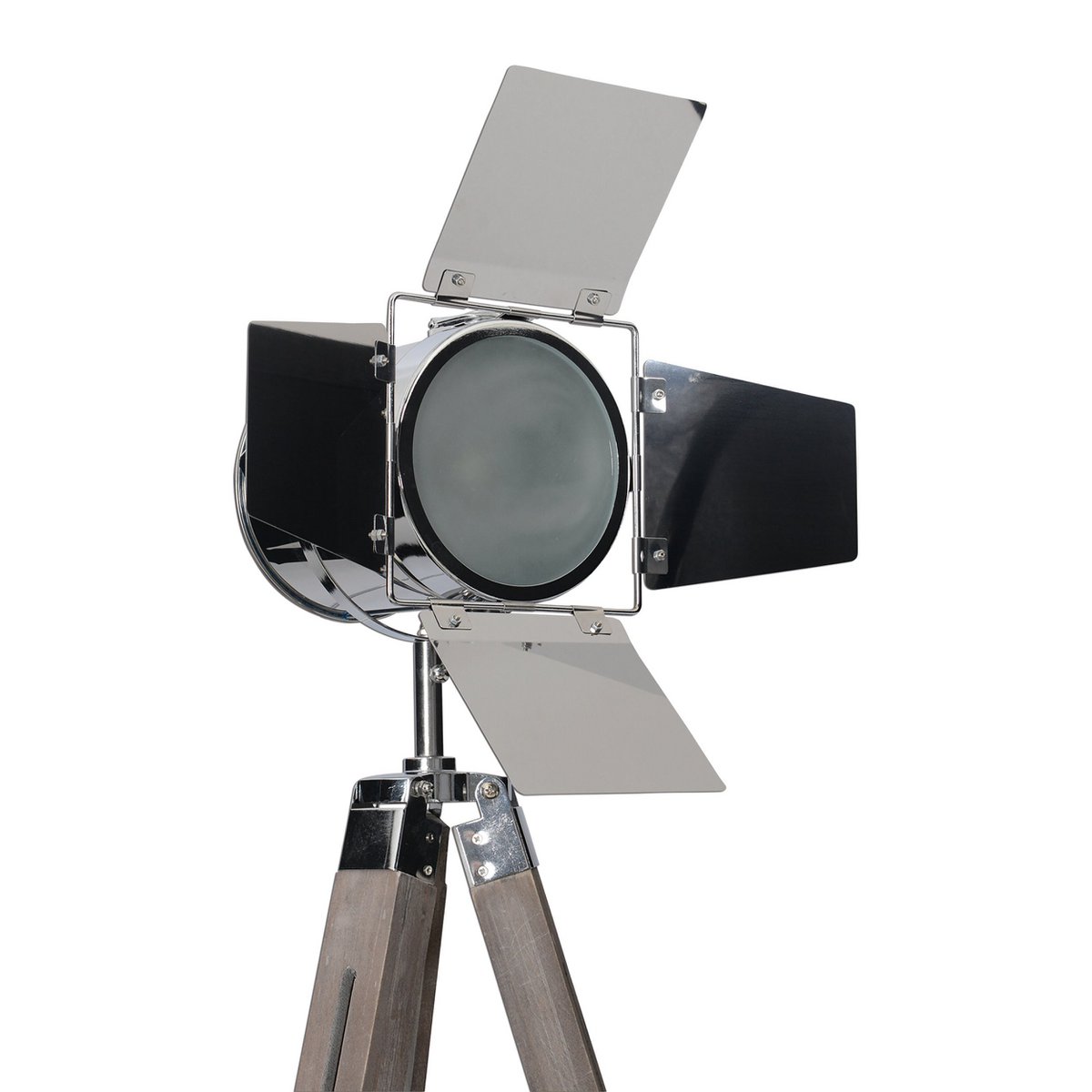 Tripod floor lamp "Holly" made of dark natural wood with an E27 fitting, 100-140 cm high, lamp for living room, dining room or office