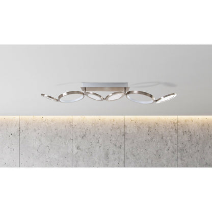 LED-plafondlamp "Stelari" lengte 100 cm gemaakt van metaal in stalen blank en wit plastic, met stevig ingebouwde LED's, plafondlamp voor woonkamers of kantoor