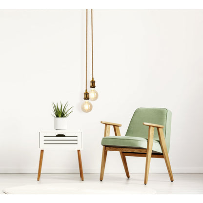 Metalen metalen Baldachin met 2 personen "Ontario" Decoratieve hanglamp gemaakt van metaal in alt-messing en jute, E27-versies, verlichting voor woonkamers of kantoor.