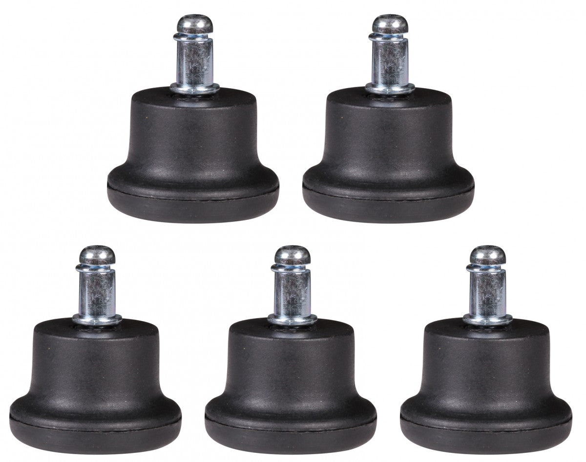 set van 5 design kunststof vloerglijders / voetglijders voor bureaustoel rond zwart 11 mm