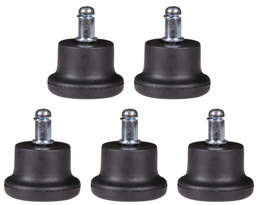 set van 5 design kunststof vloerglijders / voetglijders voor bureaustoel rond zwart 11 mm