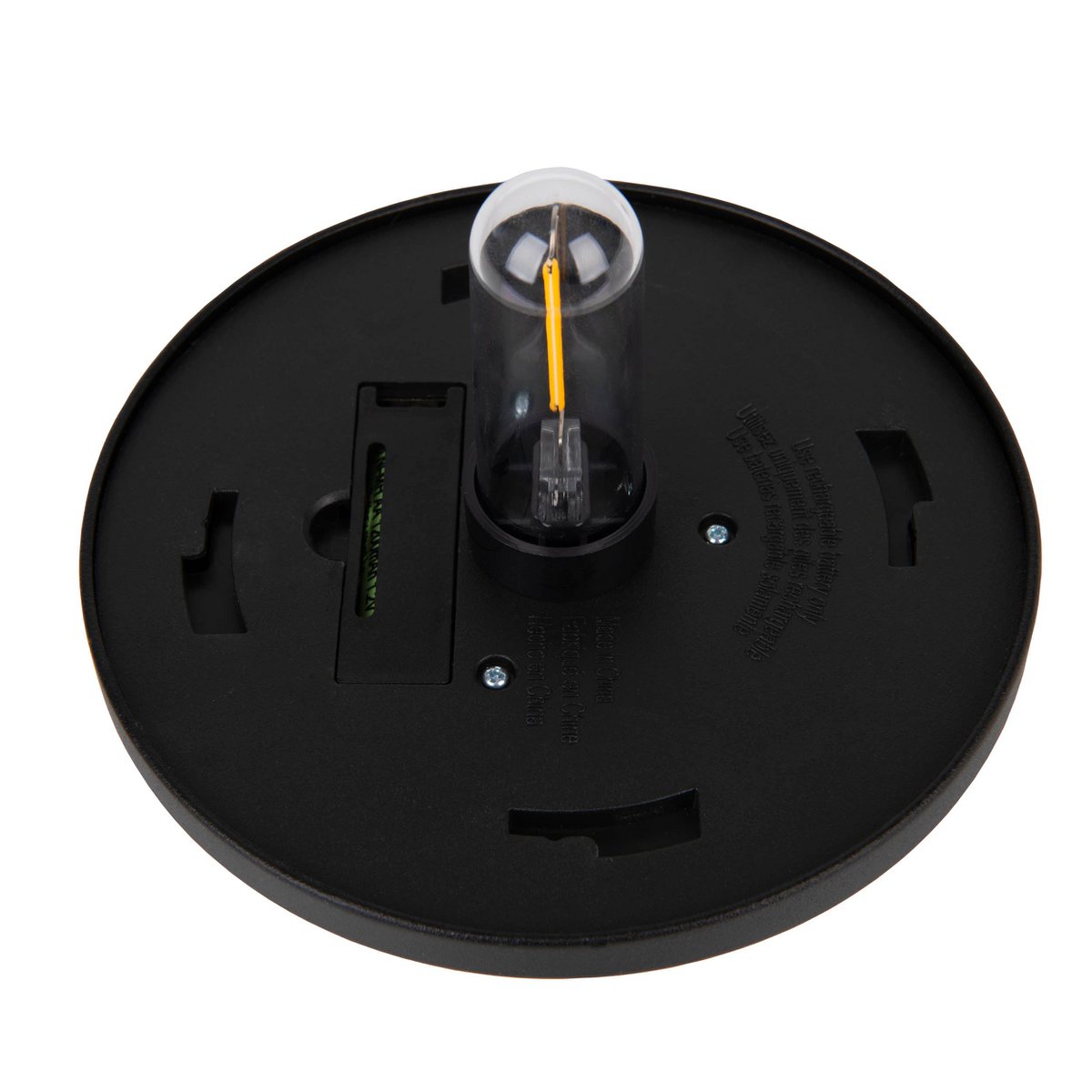 Solar-deco-earth spit "Simon" 54,7 cm hoog, gemaakt van zwart metaal en gestructureerd glas, geïntegreerde LED, warm wit.