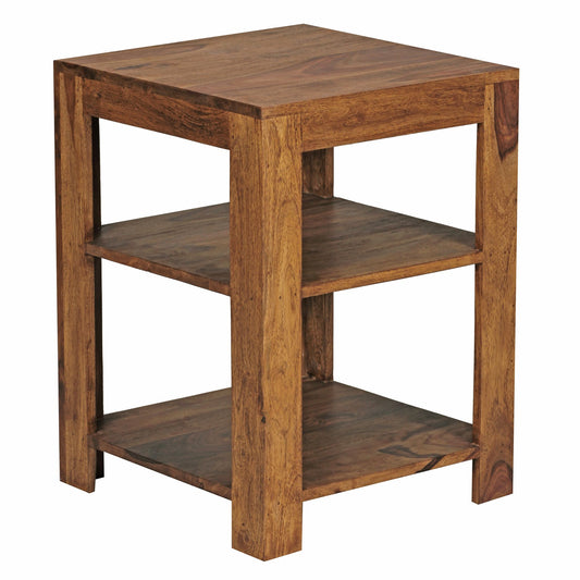 vrijstaande plank MUMBAI massief houten sheesham 60 cm woonkamerplank met 2 opbergvakken design landelijke stijl bijzettafel