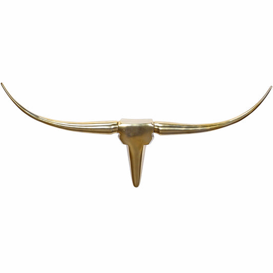 deco gewei stier M WL1.392 goud 100 cm aluminium design hoorns | Wanddecoratie stierenkophoorn modern | Wandsculptuur gewei jachttrofee metaal | Longhorn Wanddecoratie Groot
