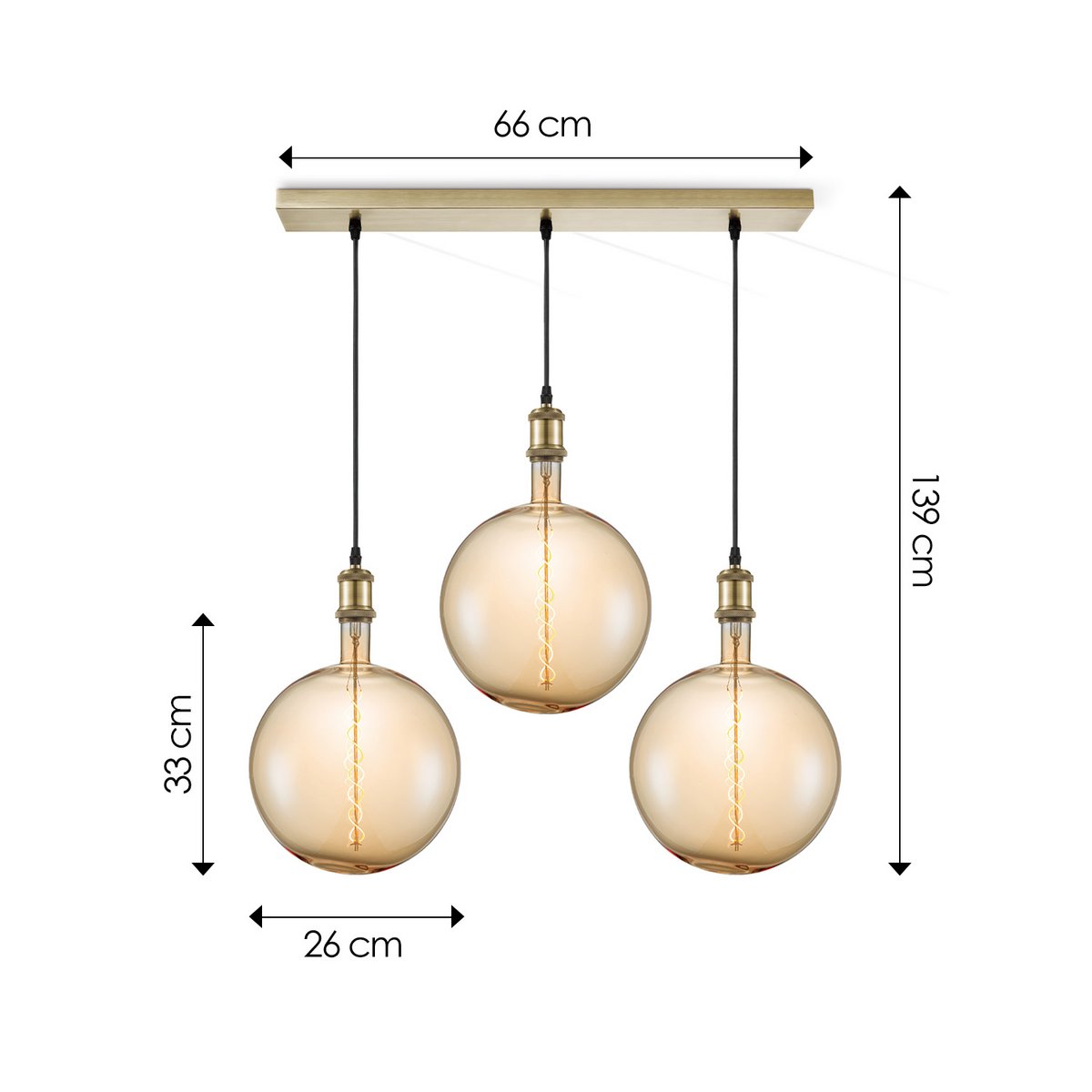 Home Sweet Home hanglamp vintage Globe - 3 LED -dimbaar E27 amber