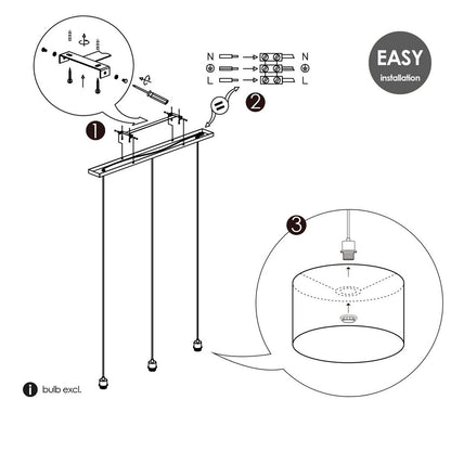 Home Sweet Home hanglamp Beam 3L, warm wit Lampenkap, 35cm