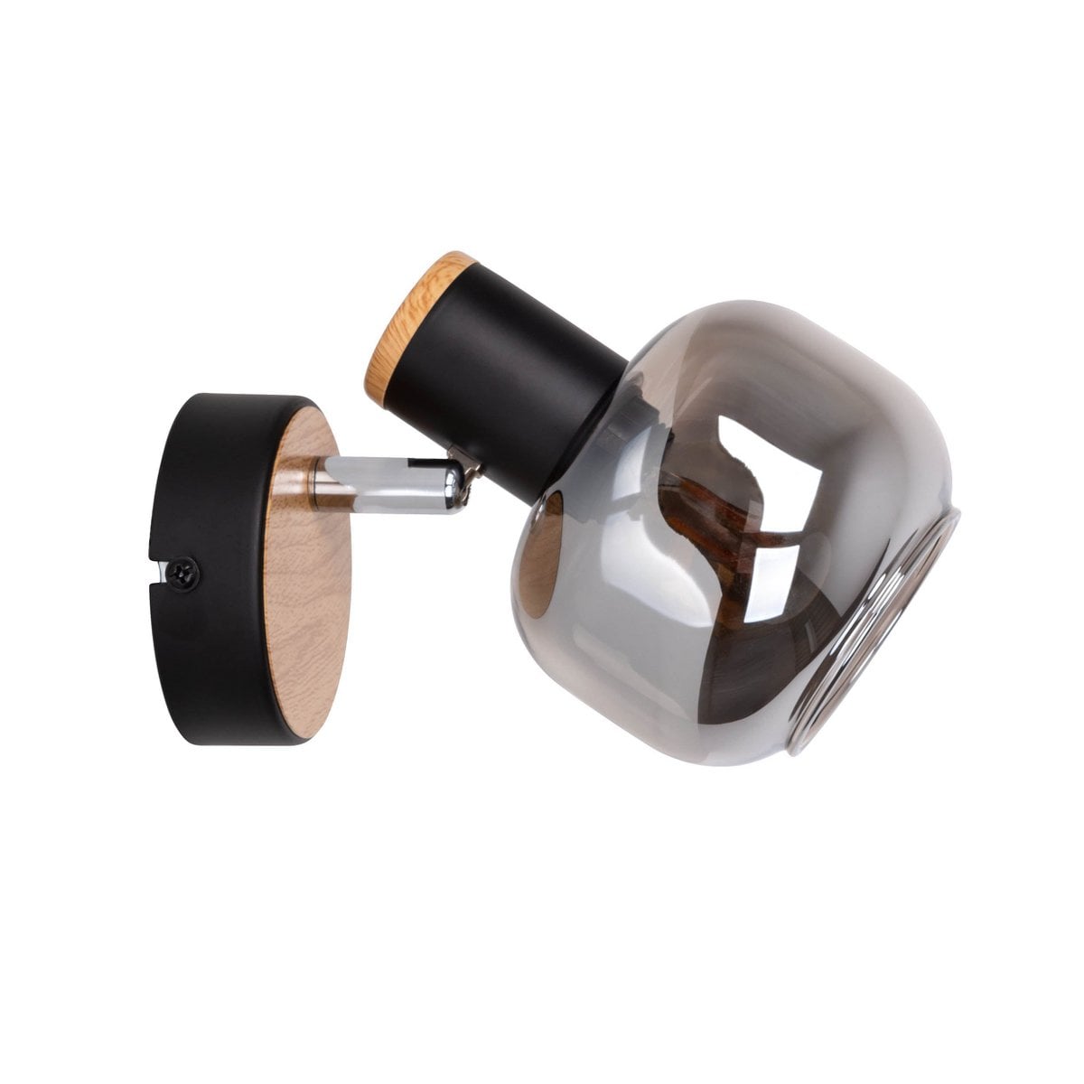 Glazen wandvlek "fumoso", wandlamp gemaakt van zwart en rookglas in zwart en de natuur, met E14 -aansluiting, voor eetkamer, woonkamer, gang of kantoor, lamp voor woonkamer, eetkamer, gang of gang 16 x 14 cm