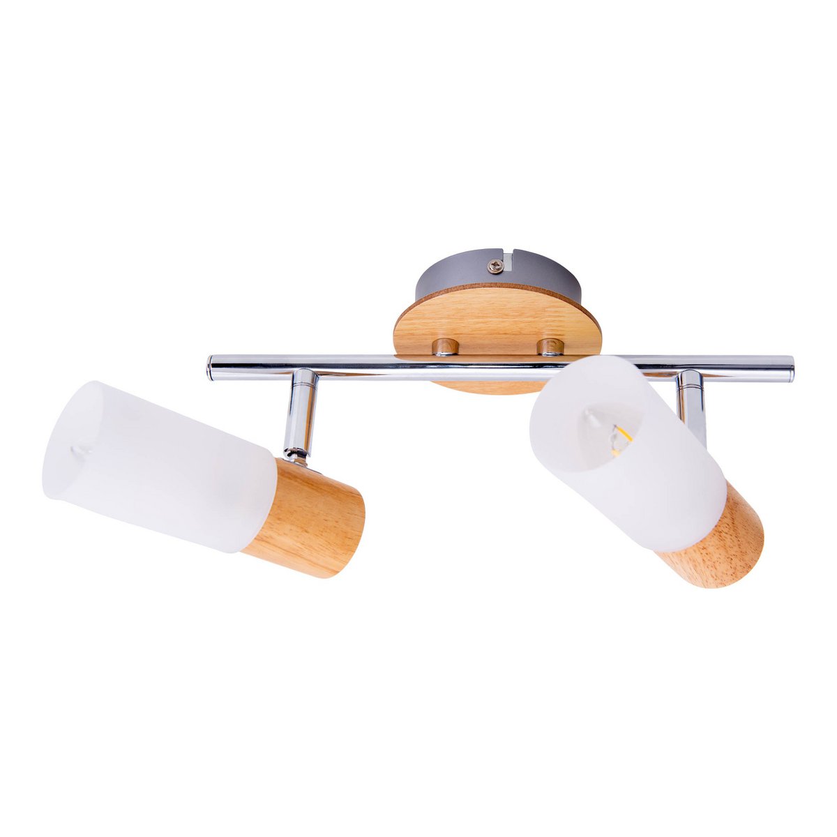 2 Wandplafondspot "Todtnau", metaal, hout en plastic, E14, 39 cm lang