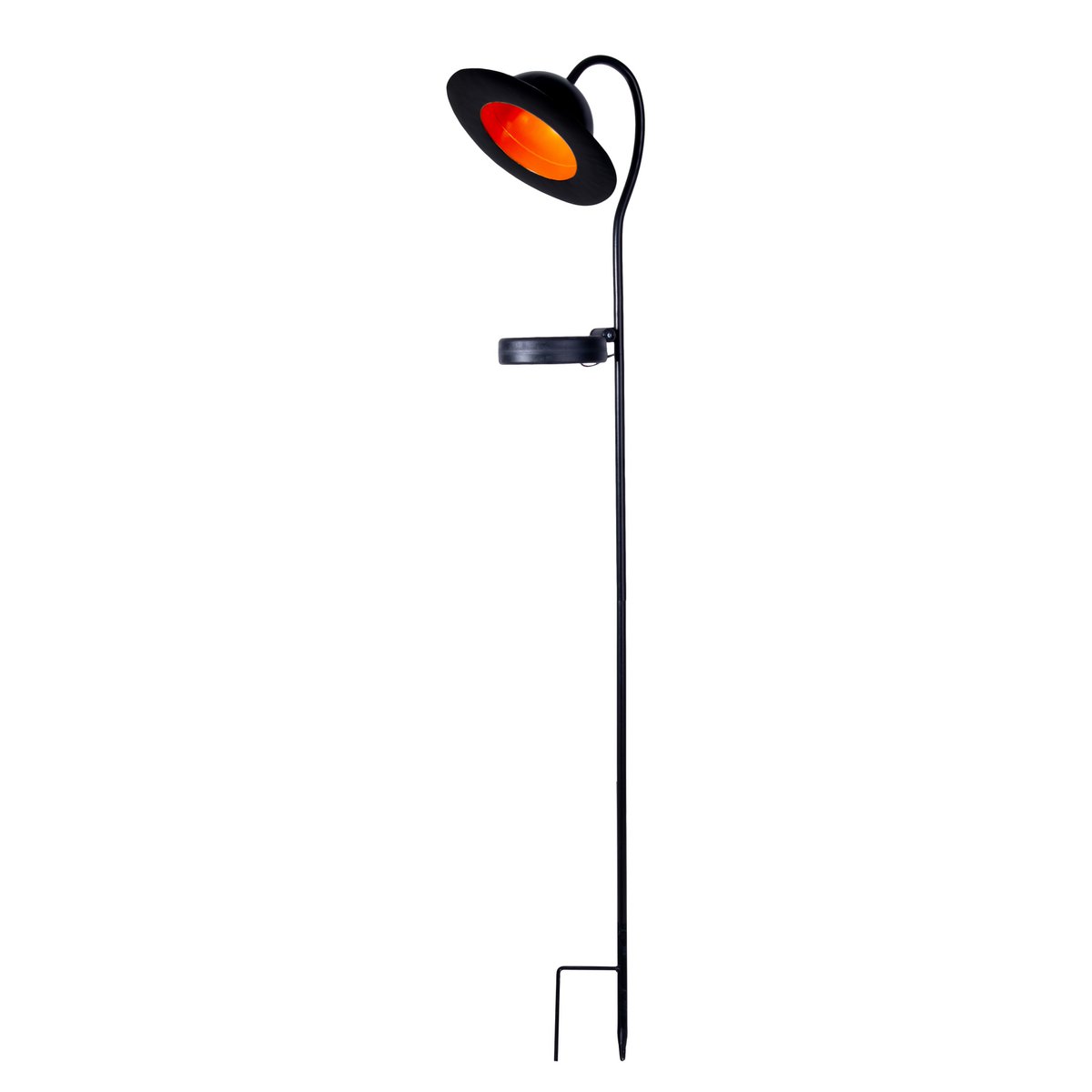LED Solar Lamp "Bowler" met een spies voor de tuin en terras gemaakt van metaal en plastic in het zwart, met stevig gebouwd -in LED's, zonnelamp voor de tuin 86 cm hoog