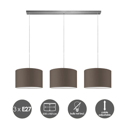 Home Sweet Home hanglamp Beam 3L, E27, taupe Lampenkap, 35cm