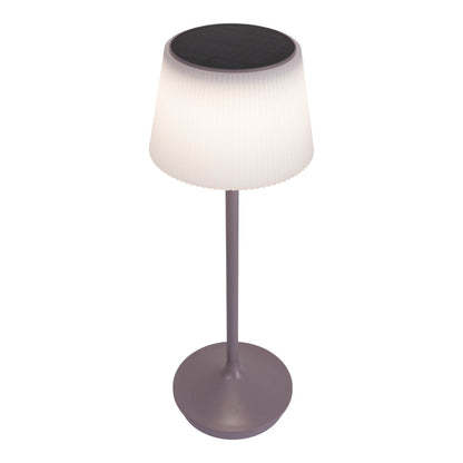 Zonne -batterijlamp "EMMI" 38 cm hoog, paraplu Ø 13 cm, metaal in bramen en wit plastic, voor de buitenruimte, dimable CCT.