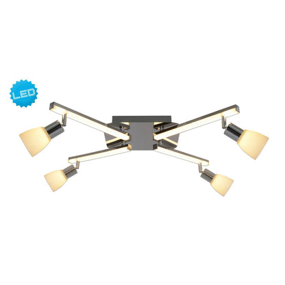 LED -plafondlicht "Ibiza" 68 cm lang, gemaakt van chroom -gekleurd metaal, glas en plastic