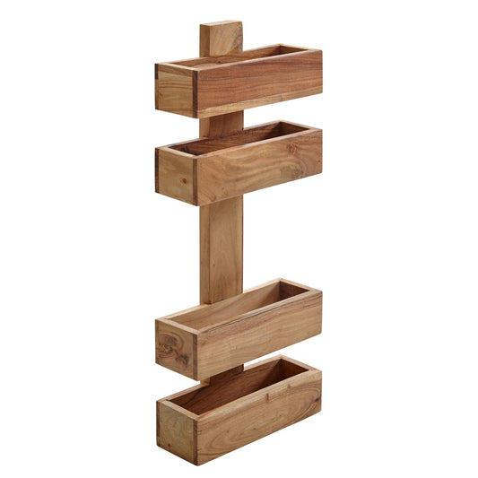 tijdschriftenrek MUMBAI massief hout acacia 2 opbergvakken tijdschriftenrek design brochurehouder landelijke stijl