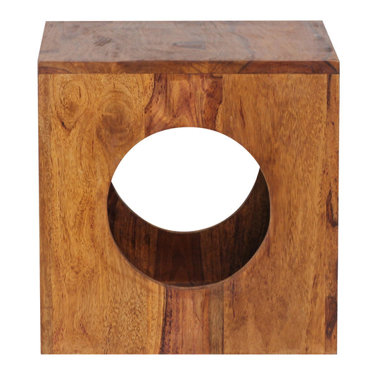 bijzettafel MUMBAI massief hout Sheesham 35x35 cm Cube woonkamertafel design landelijke stijl salontafel vierkant